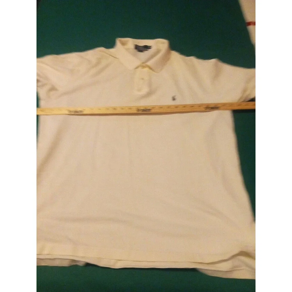 Polo Ralph Lauren Mens Shirt Cotton 2XL White w/ Blue Logo